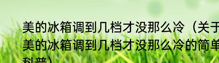 美的冰箱调到几档才没那么冷（关于美的冰箱调到几档才没那么冷的简单科普）