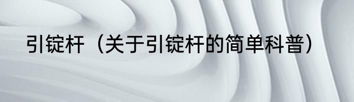 引锭杆（关于引锭杆的简单科普）
