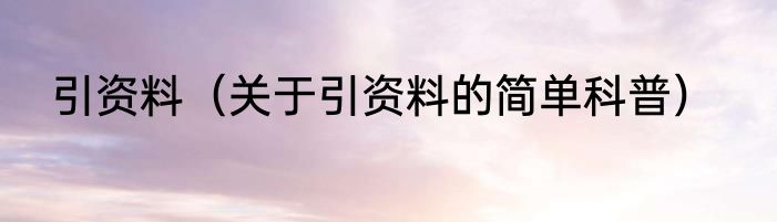 引资料（关于引资料的简单科普）