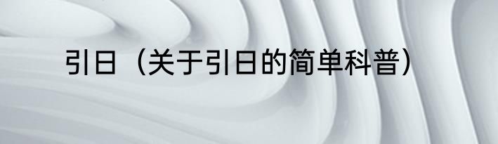 引日（关于引日的简单科普）