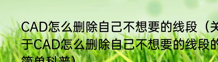 CAD怎么删除自己不想要的线段（关于CAD怎么删除自己不想要的线段的简单科普）