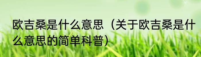 欧吉桑是什么意思（关于欧吉桑是什么意思的简单科普）