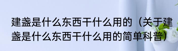 建盏是什么东西干什么用的（关于建盏是什么东西干什么用的简单科普）