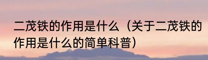 二茂铁的作用是什么（关于二茂铁的作用是什么的简单科普）