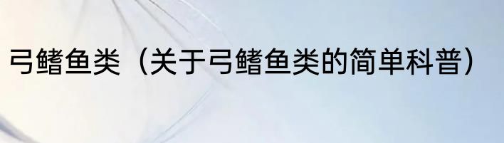 弓鳍鱼类（关于弓鳍鱼类的简单科普）