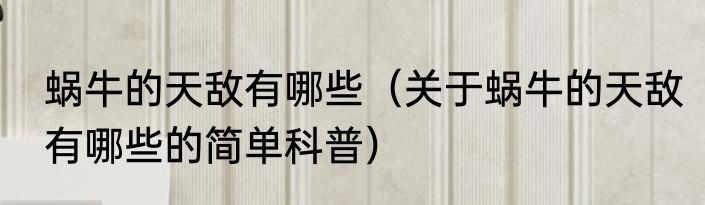 蜗牛的天敌有哪些（关于蜗牛的天敌有哪些的简单科普）