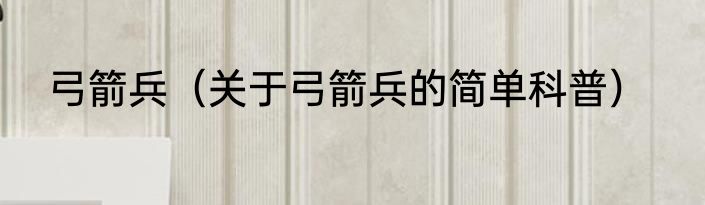 弓箭兵（关于弓箭兵的简单科普）