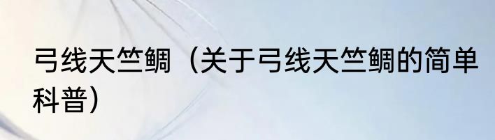 弓线天竺鲷（关于弓线天竺鲷的简单科普）