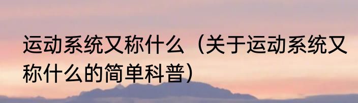运动系统又称什么（关于运动系统又称什么的简单科普）