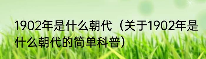 1902年是什么朝代（关于1902年是什么朝代的简单科普）