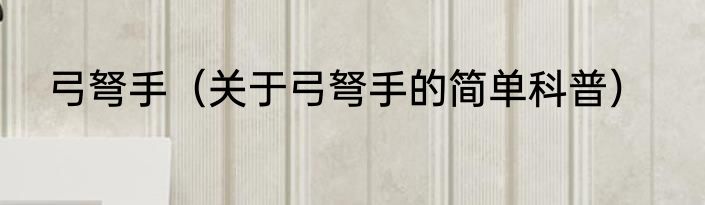 弓弩手（关于弓弩手的简单科普）