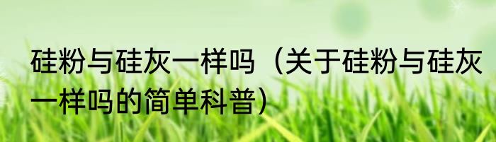硅粉与硅灰一样吗（关于硅粉与硅灰一样吗的简单科普）