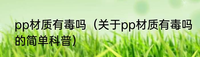 pp材质有毒吗（关于pp材质有毒吗的简单科普）