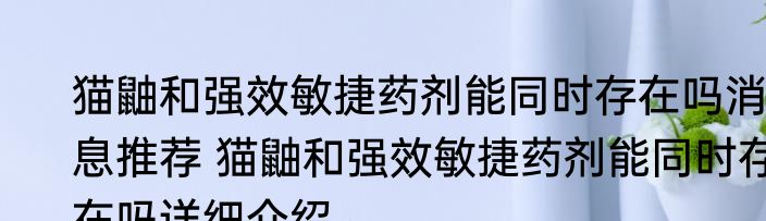 猫鼬和强效敏捷药剂能同时存在吗消息推荐 猫鼬和强效敏捷药剂能同时存在吗详细介绍