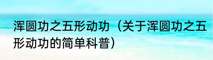 浑圆功之五形动功（关于浑圆功之五形动功的简单科普）