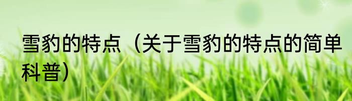 雪豹的特点（关于雪豹的特点的简单科普）
