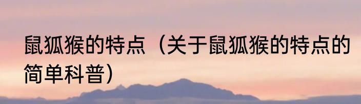 鼠狐猴的特点（关于鼠狐猴的特点的简单科普）