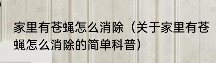 家里有苍蝇怎么消除（关于家里有苍蝇怎么消除的简单科普）
