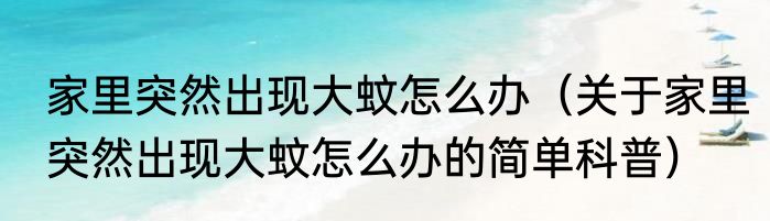 家里突然出现大蚊怎么办（关于家里突然出现大蚊怎么办的简单科普）