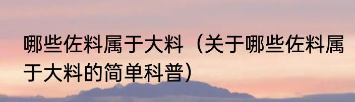 哪些佐料属于大料（关于哪些佐料属于大料的简单科普）