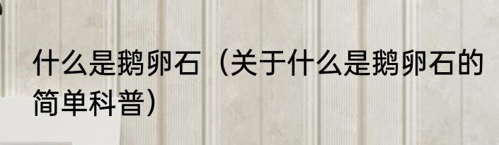 什么是鹅卵石（关于什么是鹅卵石的简单科普）