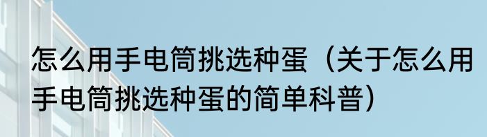 怎么用手电筒挑选种蛋（关于怎么用手电筒挑选种蛋的简单科普）