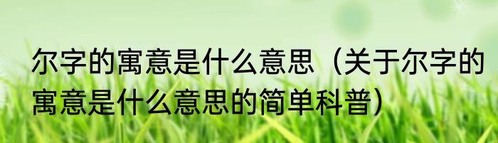 尔字的寓意是什么意思（关于尔字的寓意是什么意思的简单科普）