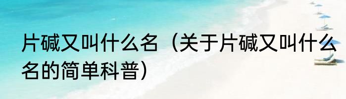 片碱又叫什么名（关于片碱又叫什么名的简单科普）