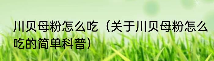 川贝母粉怎么吃（关于川贝母粉怎么吃的简单科普）