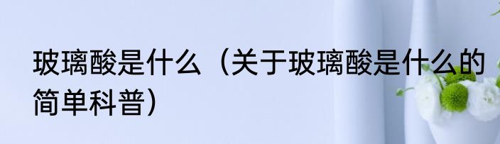 玻璃酸是什么（关于玻璃酸是什么的简单科普）