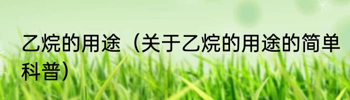 乙烷的用途（关于乙烷的用途的简单科普）