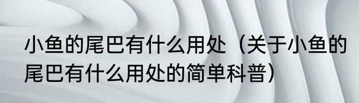 小鱼的尾巴有什么用处（关于小鱼的尾巴有什么用处的简单科普）