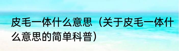 皮毛一体什么意思（关于皮毛一体什么意思的简单科普）