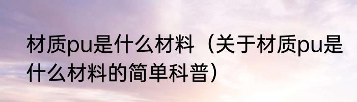 材质pu是什么材料（关于材质pu是什么材料的简单科普）
