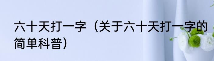 六十天打一字（关于六十天打一字的简单科普）