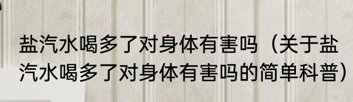 盐汽水喝多了对身体有害吗（关于盐汽水喝多了对身体有害吗的简单科普）