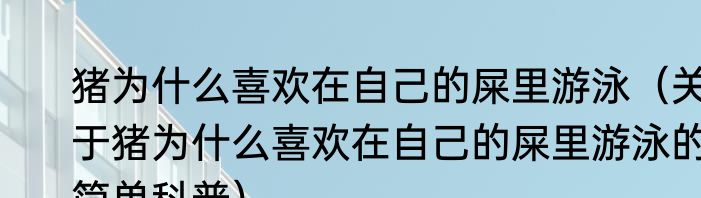 猪为什么喜欢在自己的屎里游泳（关于猪为什么喜欢在自己的屎里游泳的简单科普）