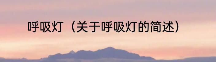 呼吸灯（关于呼吸灯的简述）