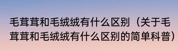 毛茸茸和毛绒绒有什么区别（关于毛茸茸和毛绒绒有什么区别的简单科普）