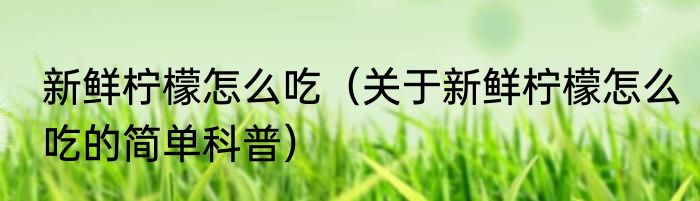 新鲜柠檬怎么吃（关于新鲜柠檬怎么吃的简单科普）