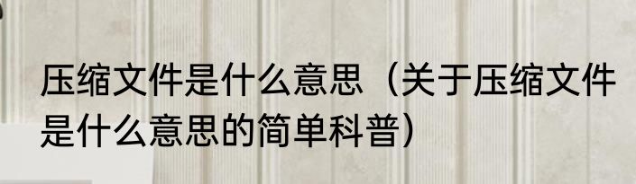 压缩文件是什么意思（关于压缩文件是什么意思的简单科普）