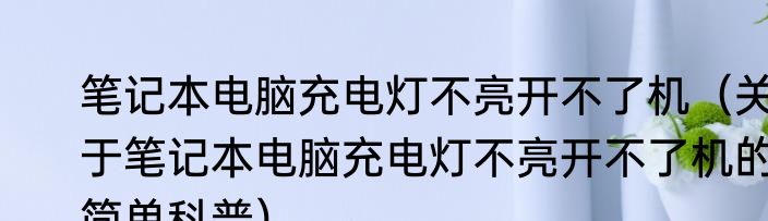 笔记本电脑充电灯不亮开不了机（关于笔记本电脑充电灯不亮开不了机的简单科普）