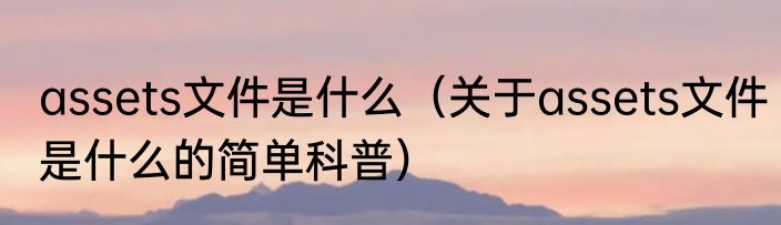 assets文件是什么（关于assets文件是什么的简单科普）