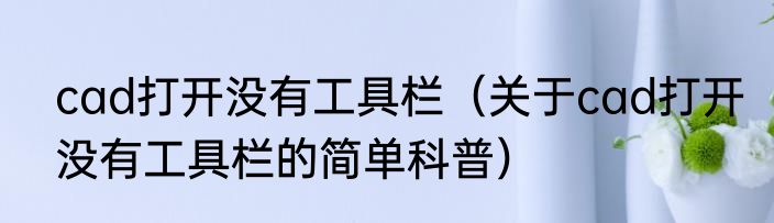 cad打开没有工具栏（关于cad打开没有工具栏的简单科普）