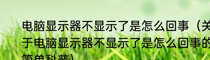电脑显示器不显示了是怎么回事（关于电脑显示器不显示了是怎么回事的简单科普）
