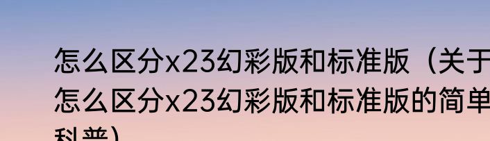 怎么区分x23幻彩版和标准版（关于怎么区分x23幻彩版和标准版的简单科普）