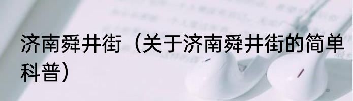 济南舜井街（关于济南舜井街的简单科普）