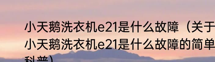 小天鹅洗衣机e21是什么故障（关于小天鹅洗衣机e21是什么故障的简单科普）