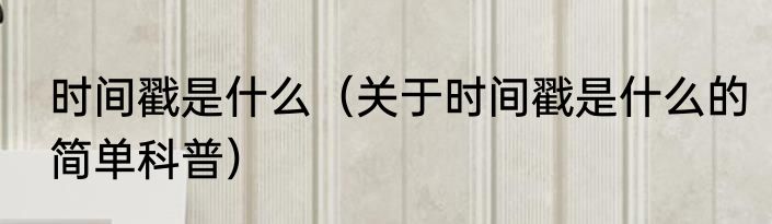 时间戳是什么（关于时间戳是什么的简单科普）