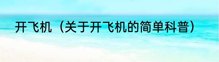 开飞机（关于开飞机的简单科普）